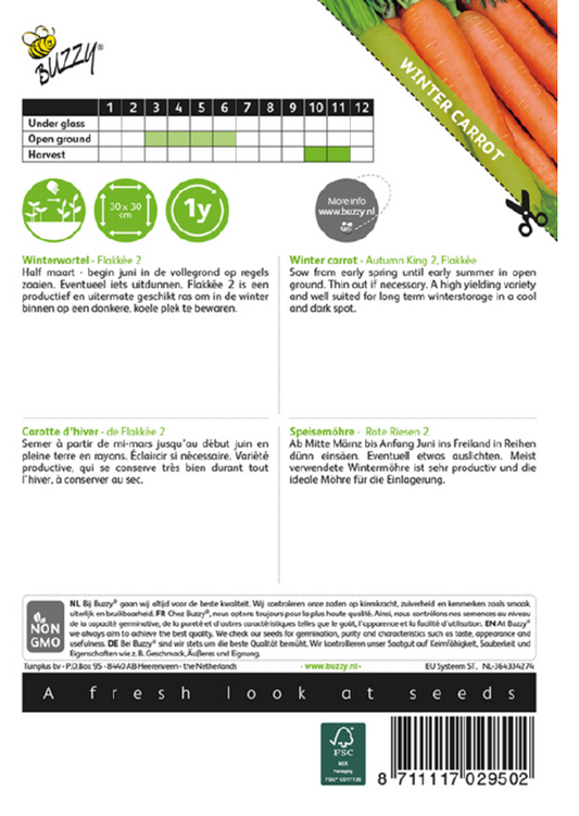Autumn King 2 porkkana siemenpussi takaa kylvöohjeilla