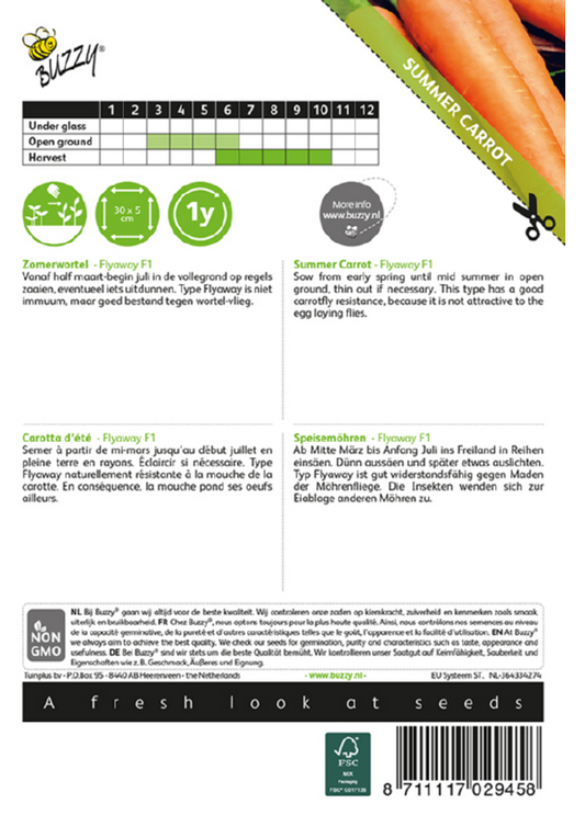 Flyaway F1 porkkana siemenpussi takaa kylvöohjeilla