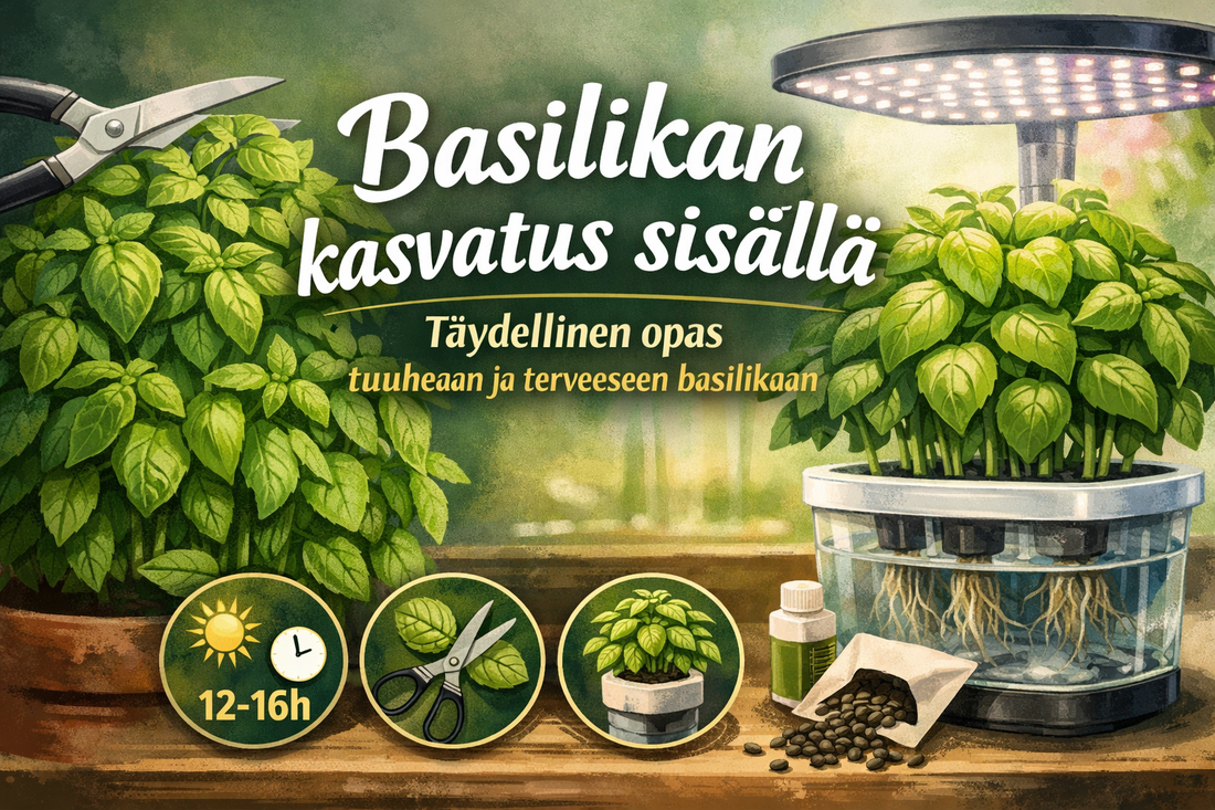 Basilikan kasvatus sisällä – täydellinen opas | Herbova Akatemia