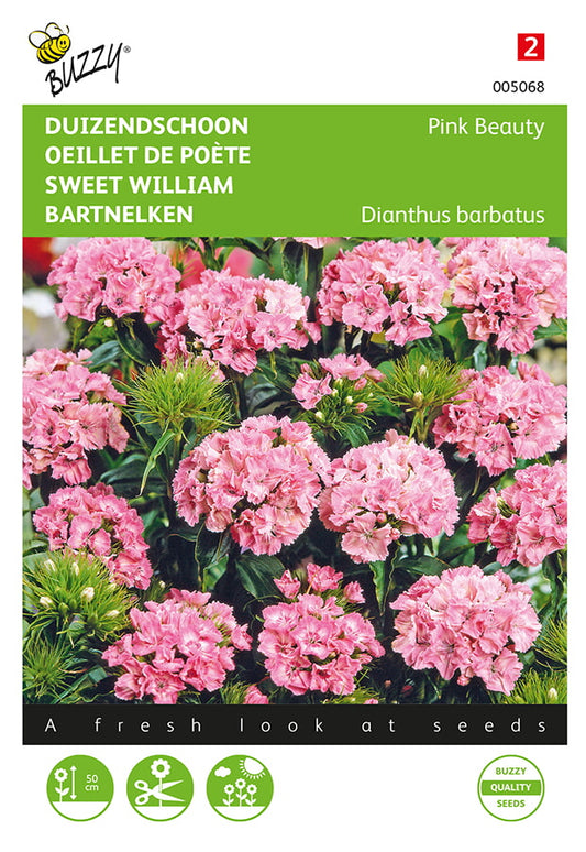 Borstnejlika Pink Beauty fröpåse framifrån – Buzzy®