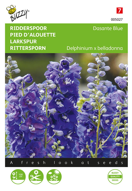 Jaloritarinkannus Dasante Blue fröpåse framifrån – Buzzy®