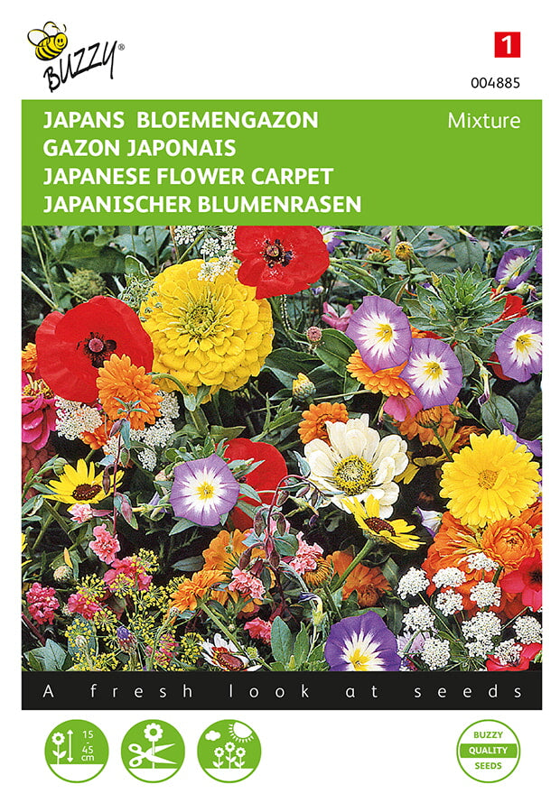 Japansk blommatta kukkaseos fröpåse framifrån – Buzzy®