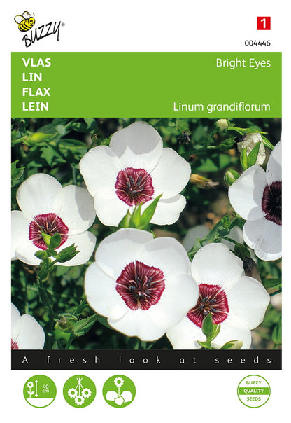 Blomsterlin ‘Bright Eyes’ fröpåse framifrån – Buzzy®