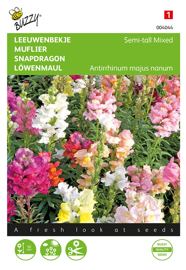 Leijonankita Semi-tall Mixed siemenpussi edestä – Buzzy®