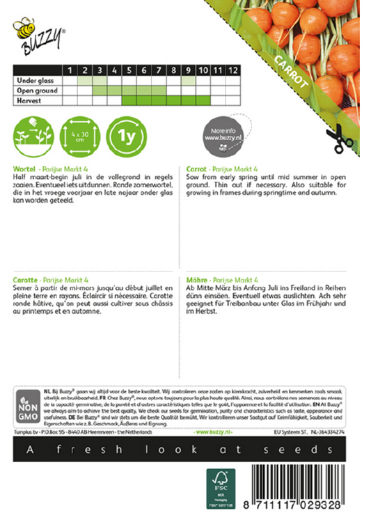 Paris Market porkkana siemenpussi takaa kylvöohjeilla