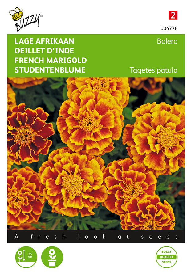 Tagetes ‘Bolero’ fröpåse framifrån – Buzzy®