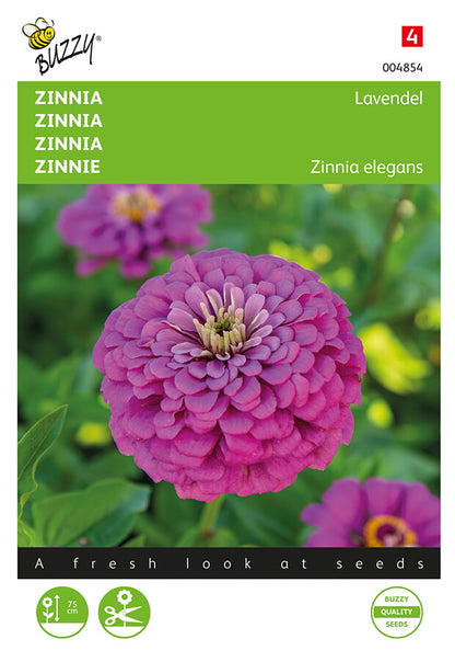 Zinnia ‘Lavender’ fröpåse framifrån – Buzzy®