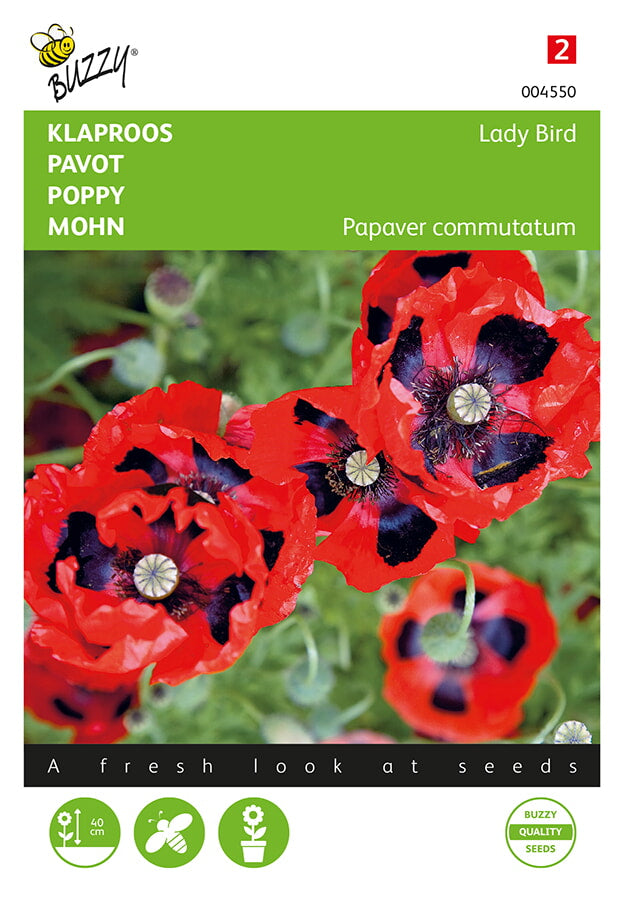 Vallmo ‘Lady Bird’ fröpåse framifrån – Buzzy®