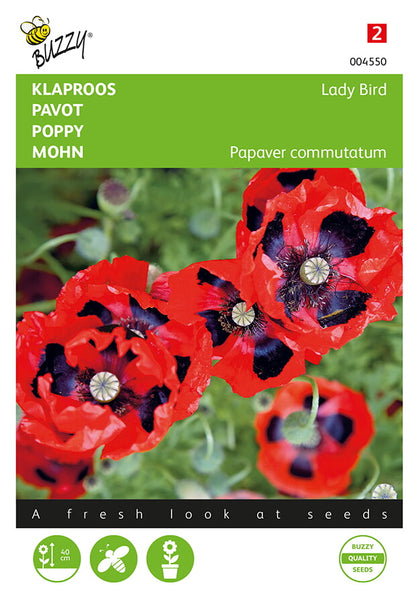Vallmo ‘Lady Bird’ fröpåse framifrån – Buzzy®