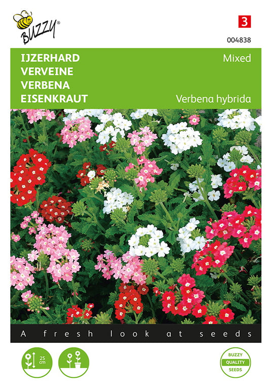 Verbena matala sekoitus fröpåse framifrån – Buzzy®