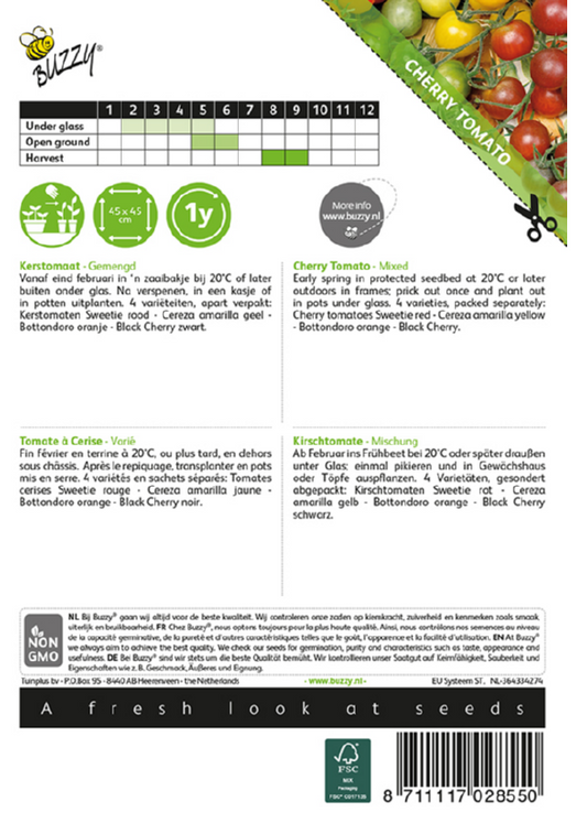 Cherry Tomatoes Mixed siemenpussi takapuoli – kylvöohjeet