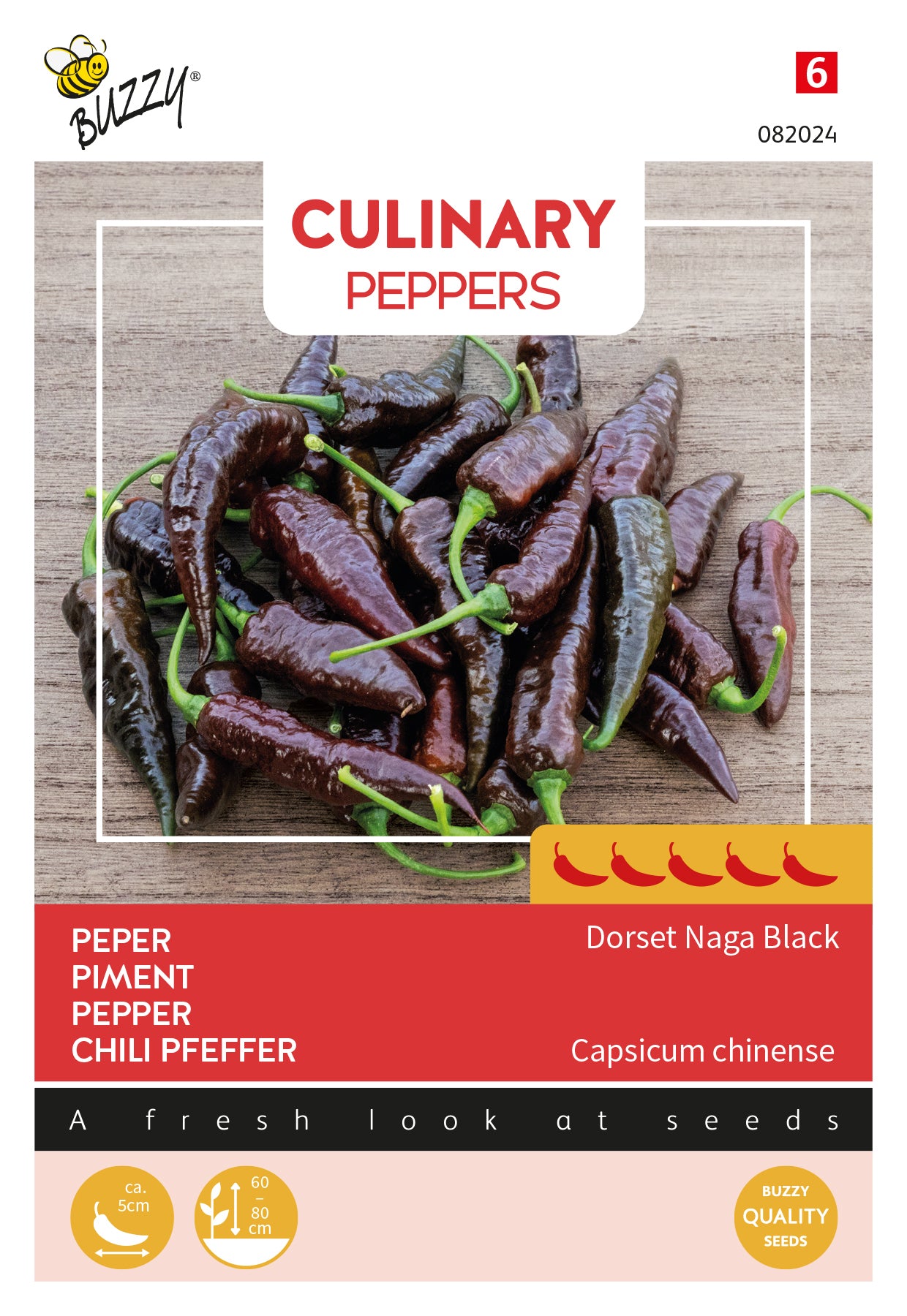 Chili ‘Dorset Naga Black’ frön – Buzzy Capsicum chinense