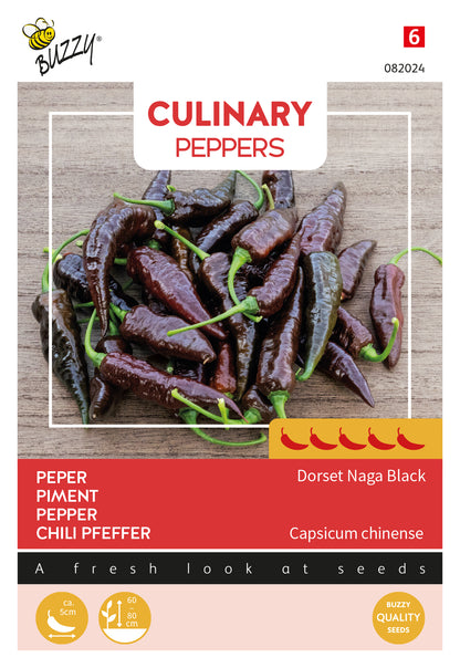 Chili ‘Dorset Naga Black’ frön – Buzzy Capsicum chinense