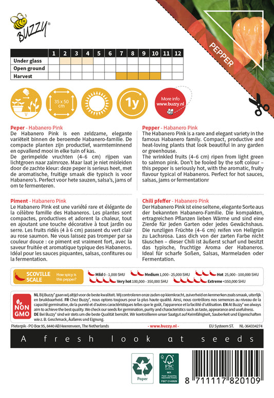 Habanero Pink chili siemenpussi takapuoli – kylvöohjeet