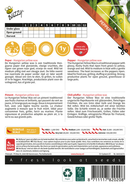 Hungarian Yellow Wax chili siemenpussi takapuoli – kylvöohjeet