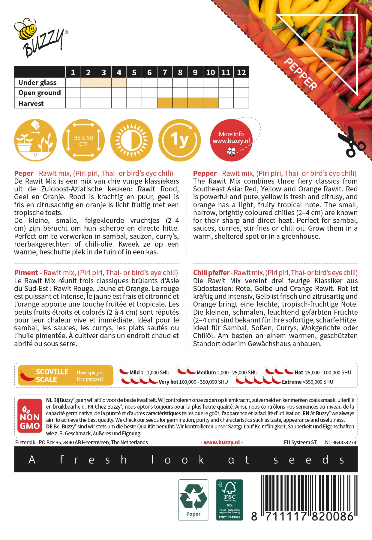 Rawit Mix chili siemenpussi takapuoli – kylvöohjeet
