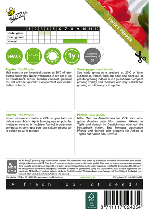 Yolo Wonder paprika siemenpussi takapuoli – kylvöohjeet